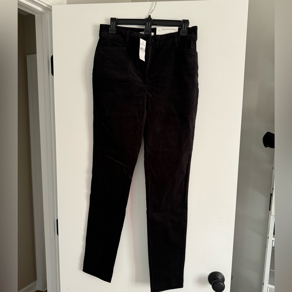 Tall curvy Sutton skinny pants in black velvet. Size 4